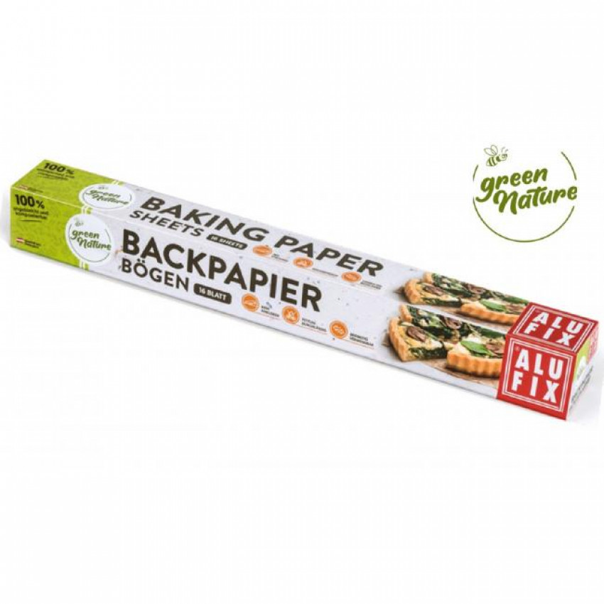 Alufix Papier na pečenie Green Nature , hnedý nebielený, kompostovateľný, 16 hárkov