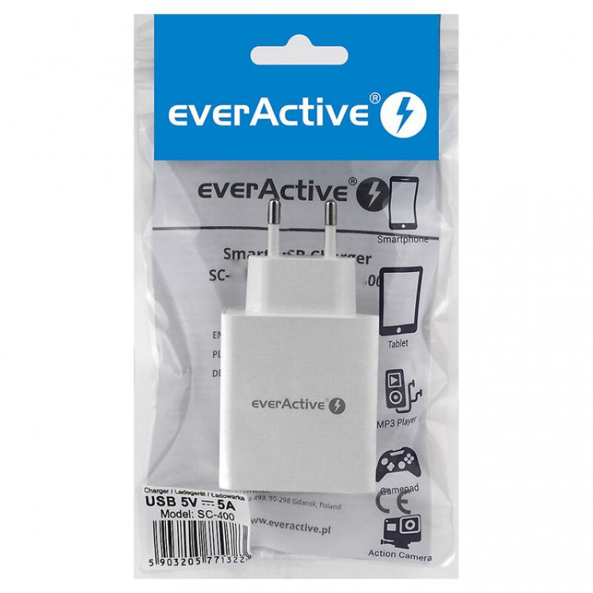 EverActive SC-400 4 x USB 5A sieťová nabíjačka