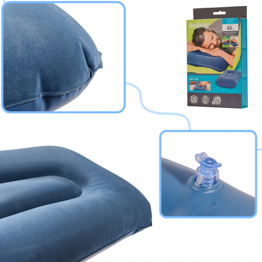 3ks Bestway Nafukovací vankúš 67121 42 cm x 26 cm x 10 cm nafukovačka, bazén