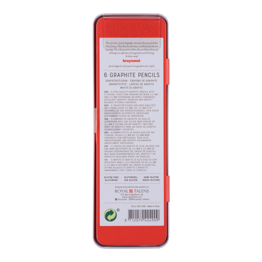 Grafitové ceruzky Bruynzeel  v kovovom obale 6ks