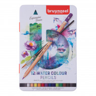 Bruynzeel akvarelové farbičky Expression Water Colour, 12ks + štetec