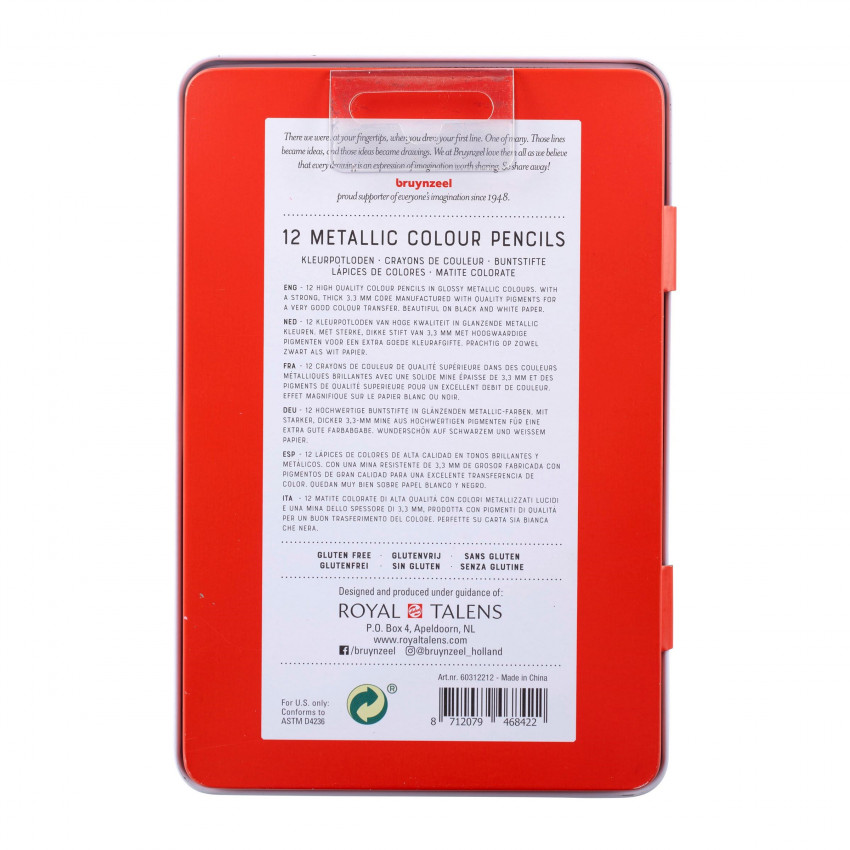 Bruynzeel metalické farbičky v kovovom obale 12ks