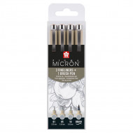 Sakura Micron perá 3 Cool Grey plus 1 Pigma Brush