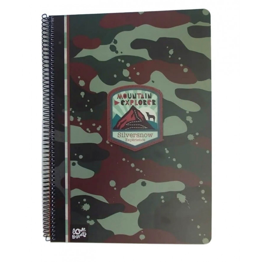 Blok špirála A4/80listový-linajkový-Silversnow-vojenský