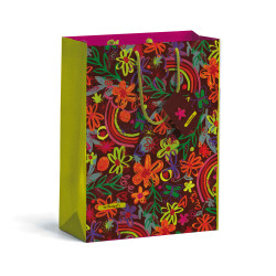 Papierová taška veľká - bordo-kvety