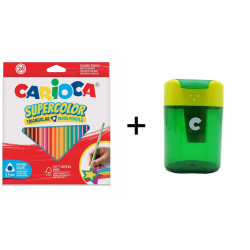 Farbičky SUPERCOLOR MAXI trojhranné, nelámavé12 ks + dvojité strúhatko