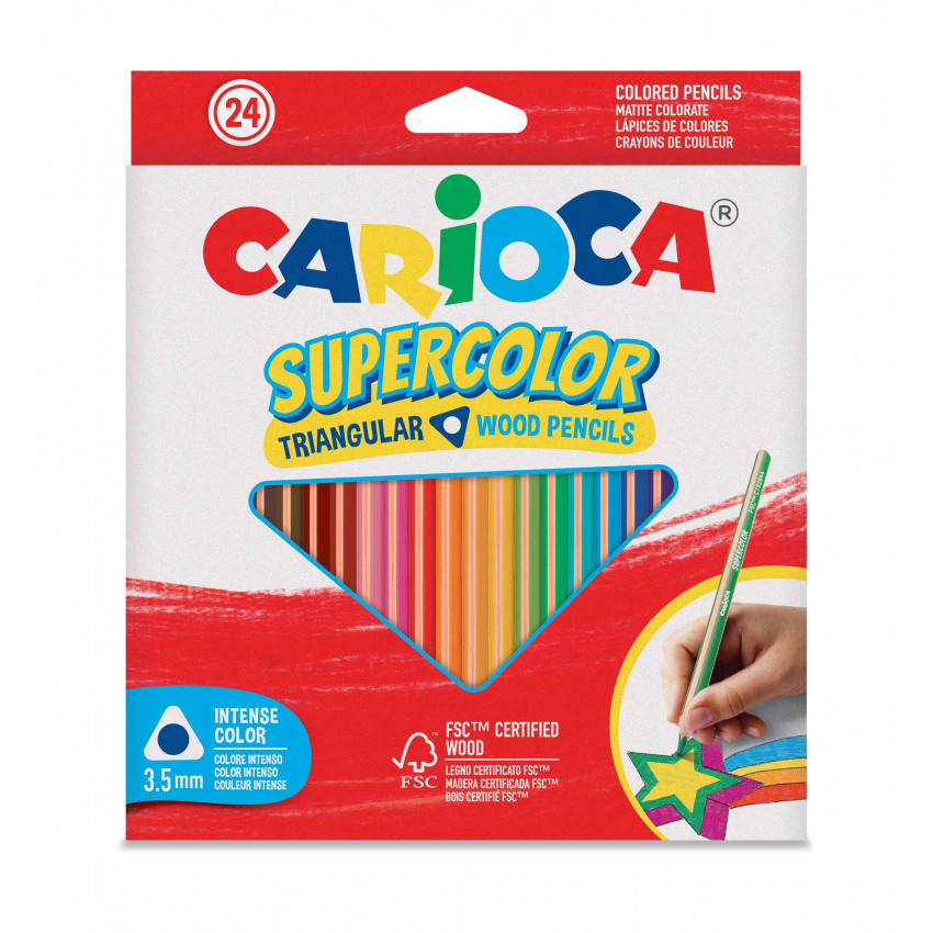 Farbičky SUPERCOLOR trojhranné, nelámavé Carioca 24ks farbičky, pastelky, nelámavé farbičky, viacfarebné farbičky