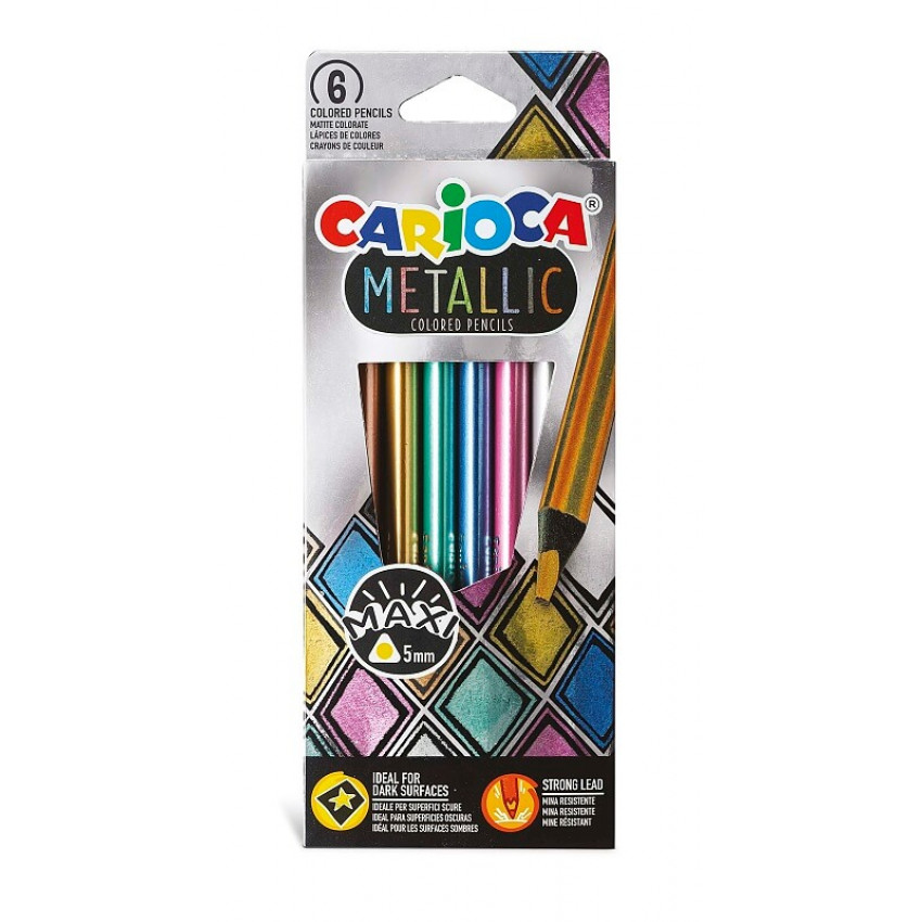 Farbičky MAXI trojhranné Carioca metalické,nelámavé 6ks