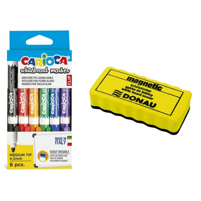 Whiteboard marker-Fixi na biele tabule 6 ks + stierka na tabuľu