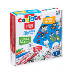 Vyfarbovacie puzzle CARIOCA 35 ks Superhrdinovia a obchod
