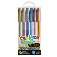 Farebné guľôčkové pero metalické Carioca FIORELLA 6ks