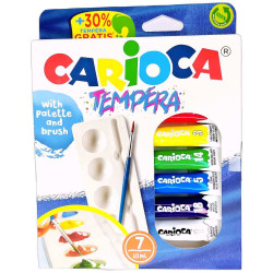 Temperové farby Carioca 10 ml 7 ks + paleta + štetec zdarma