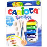 Temperové farby Carioca 10 ml 7 ks + paleta + štetec zdarma