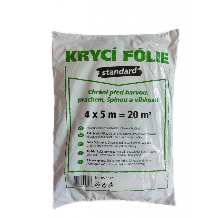 8x Zakrývacia fólia Standard chráni pred farbou, prachom, špinou a vlhkosťou 4 x 5 m