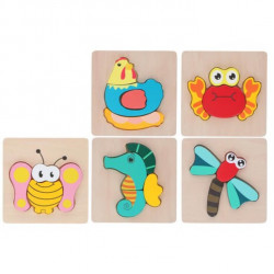 Marioneta - Drevené puzzle - Zvierací motív - 1 sada