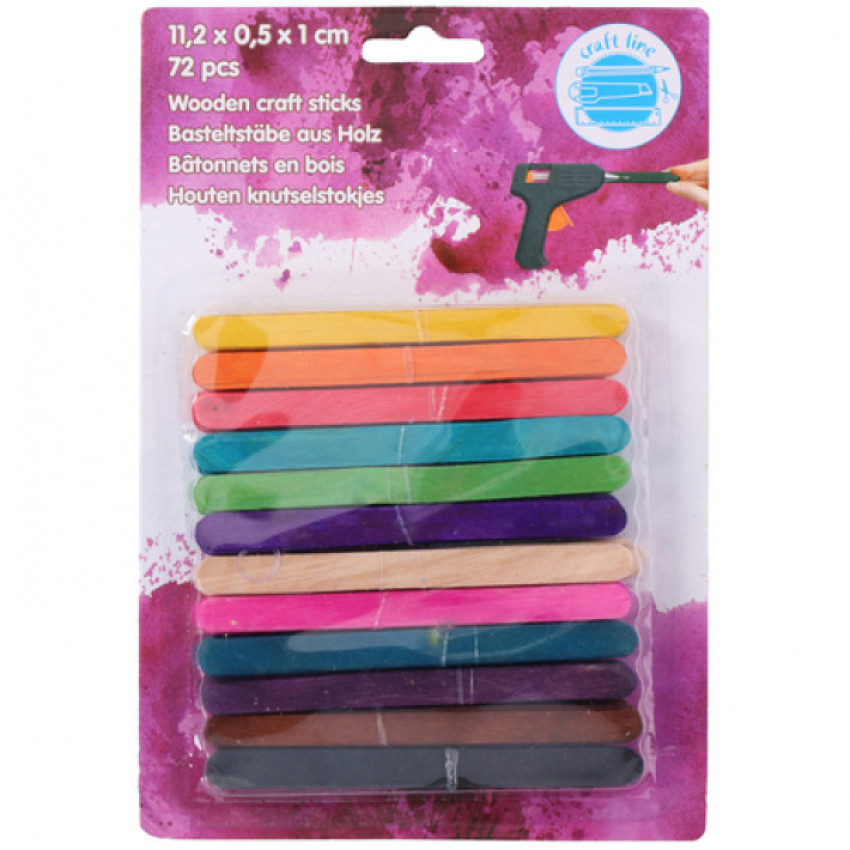 Dekoračné paličky drevené farebné 72 ks