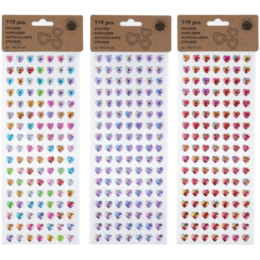 Samolepky kryštálikové srdcia 119ks