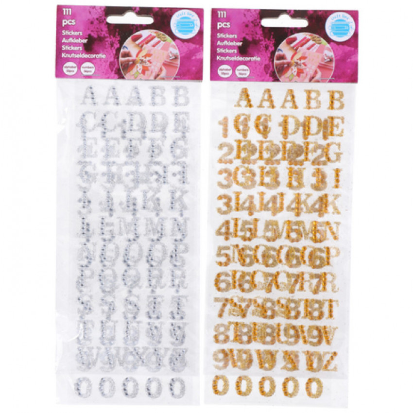 Samolepky abeceda, čísla glitrované