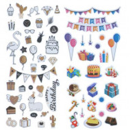 Samolepky narodeninové 3D cca 26-38ks