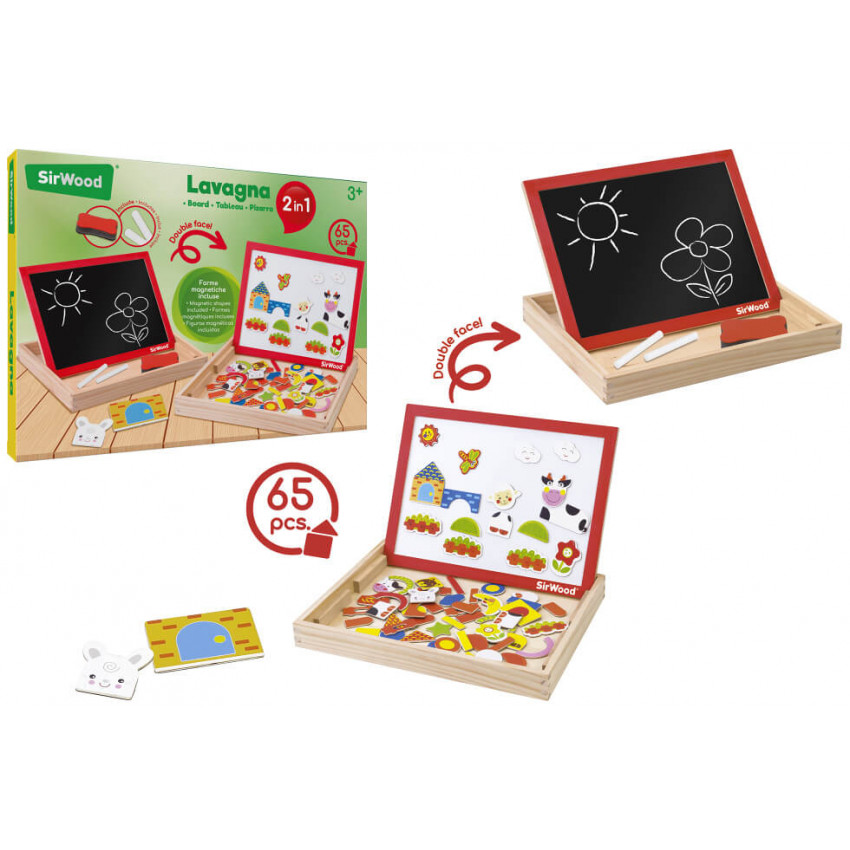 Multifunkčná magická tabulka s magnetkami 3 v 1 z dreva