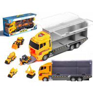 Transportné 3 Kamión s autíčkami a stavebnými strojmi žltý