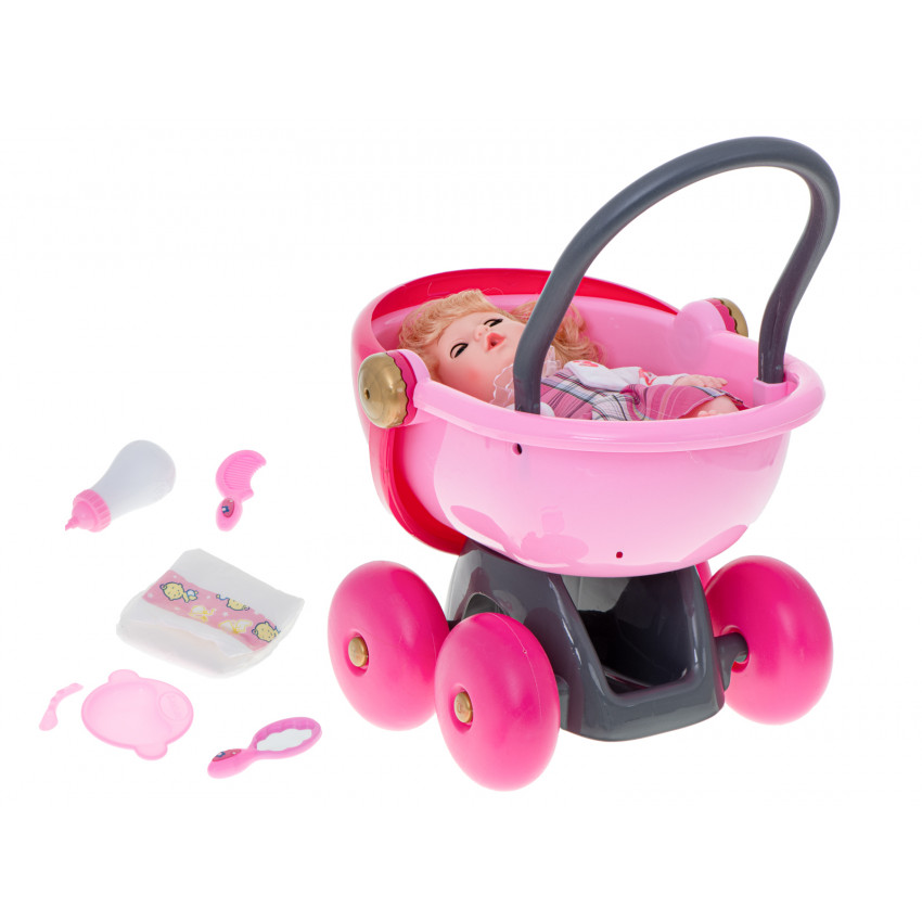 KIK Bábika  Ala 35 cm s kočíkom interaktívna