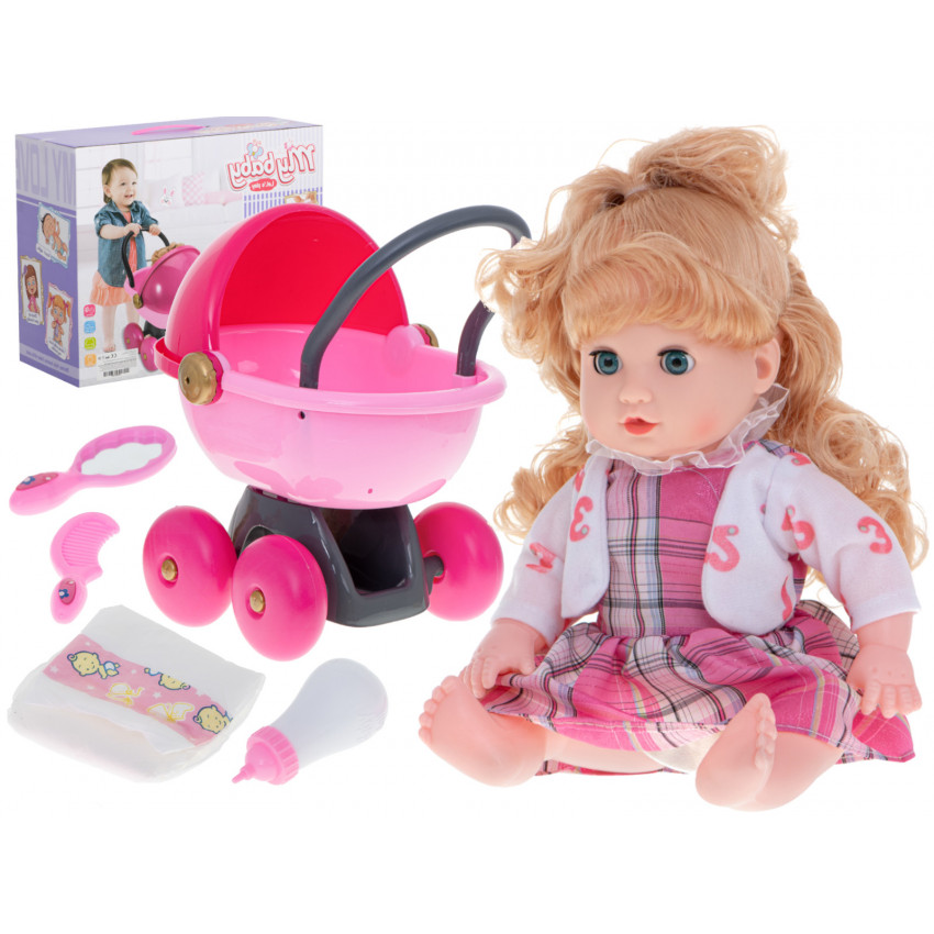 KIK Bábika  Ala 35 cm s kočíkom interaktívna