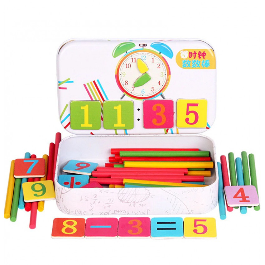 Edukaná hračka hodiny, kovový box