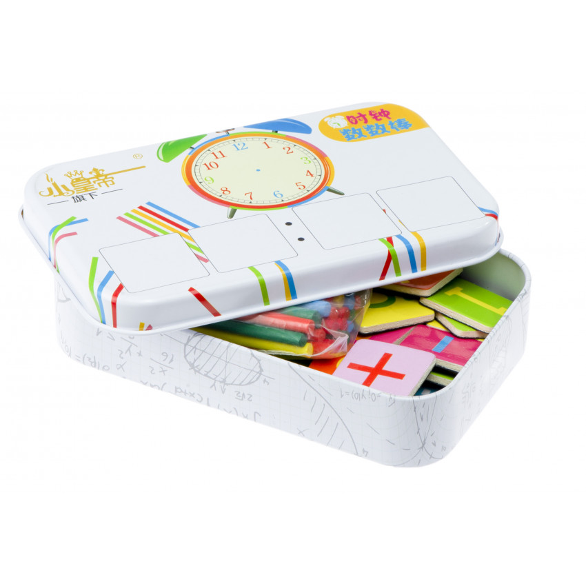 Edukaná hračka hodiny, kovový box