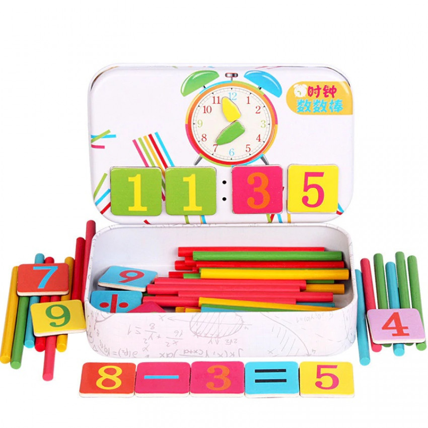 Edukaná hračka hodiny, kovový box