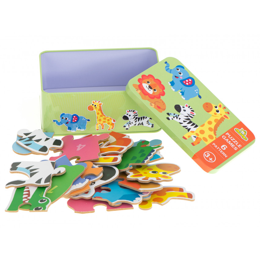 Edukaná hračka morské safari, 25 puzzle, kovový box