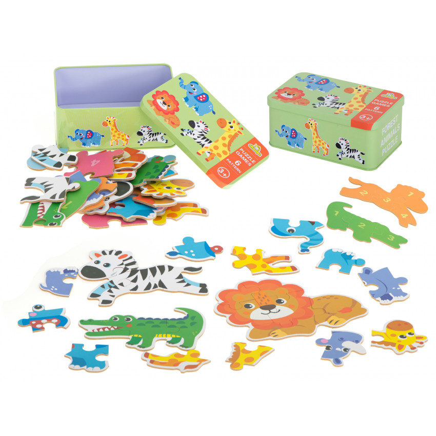 Edukaná hračka morské safari, 25 puzzle, kovový box