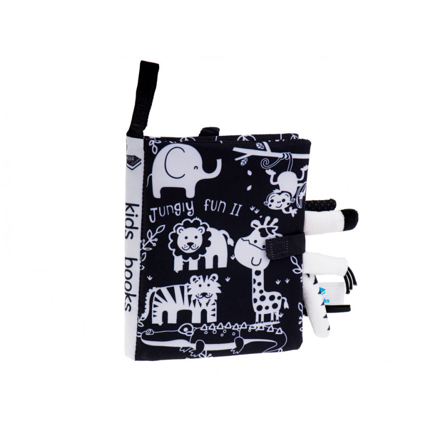 KIK Látková zmyslová knižka, hryzátko bielo čierna