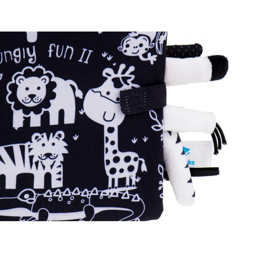 KIK Látková zmyslová knižka, hryzátko bielo čierna