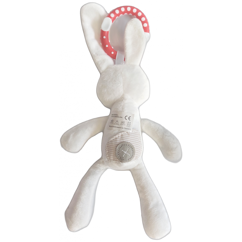 Kojenecký plyšový zajačik s hrkálkou 28 cm