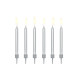 Tortové sviečky metalické, strieborné 6 ks