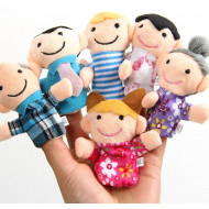 Plyšové maňušky na prsty Rodinné pršteky 6 ks