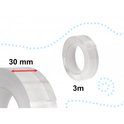 Obojstranná akrylová páska viackrát použiteľná 30mm x 3m transparentná 