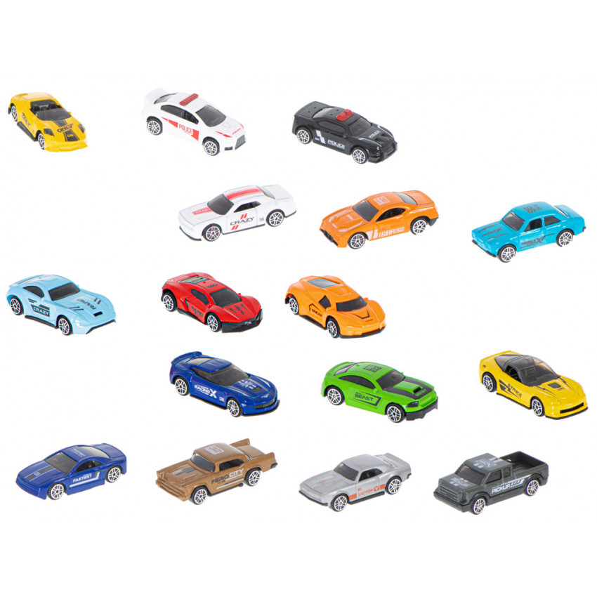 Kovové autá, sada 16 ks