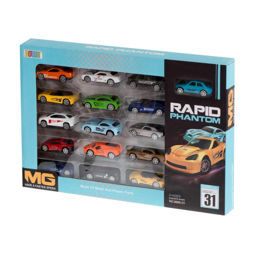 Kovové autá, sada 16 ks