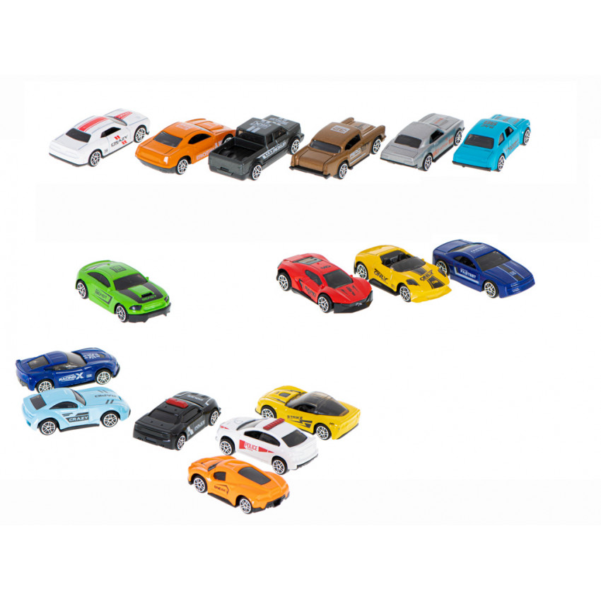 Kovové autá, sada 16 ks