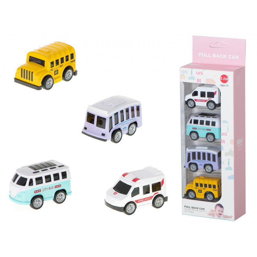 KIK Kovové autá, sanitka, taxi, autobus 4 ks