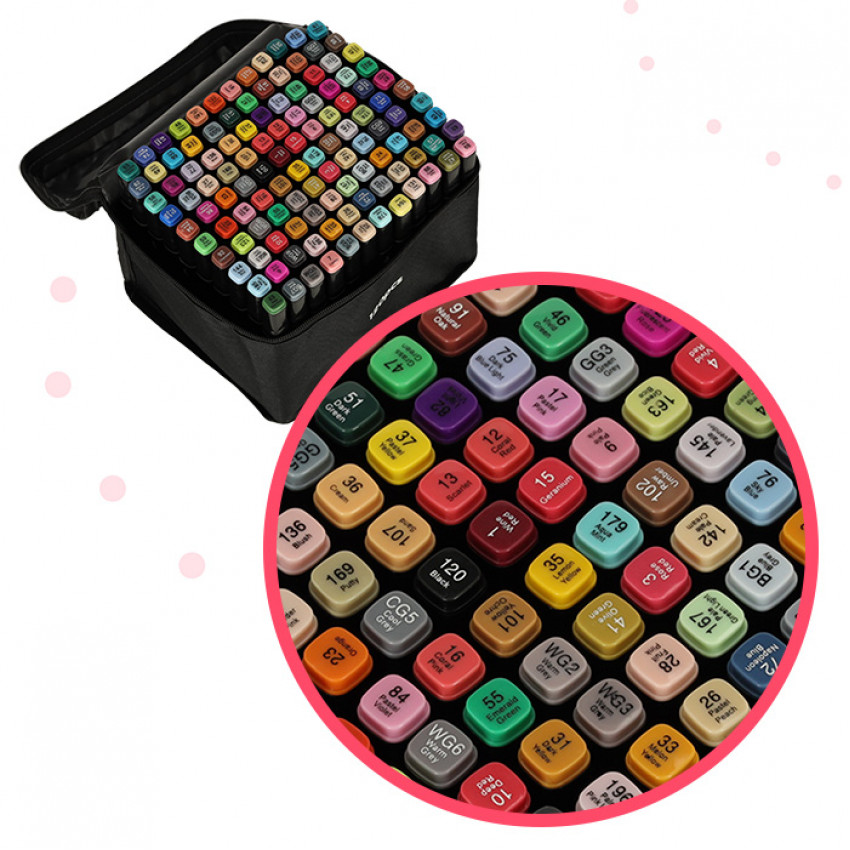 Obojstrané liehové popisovače v kufríku 120 ks + stojan