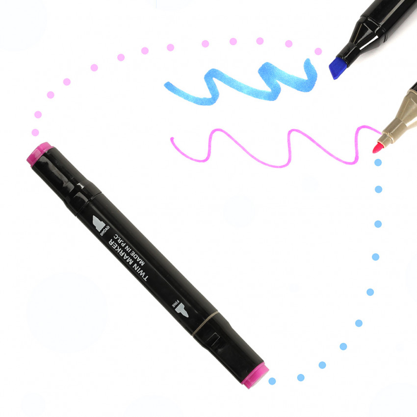 Obojstrané liehové popisovače v kufríku 120 ks + stojan