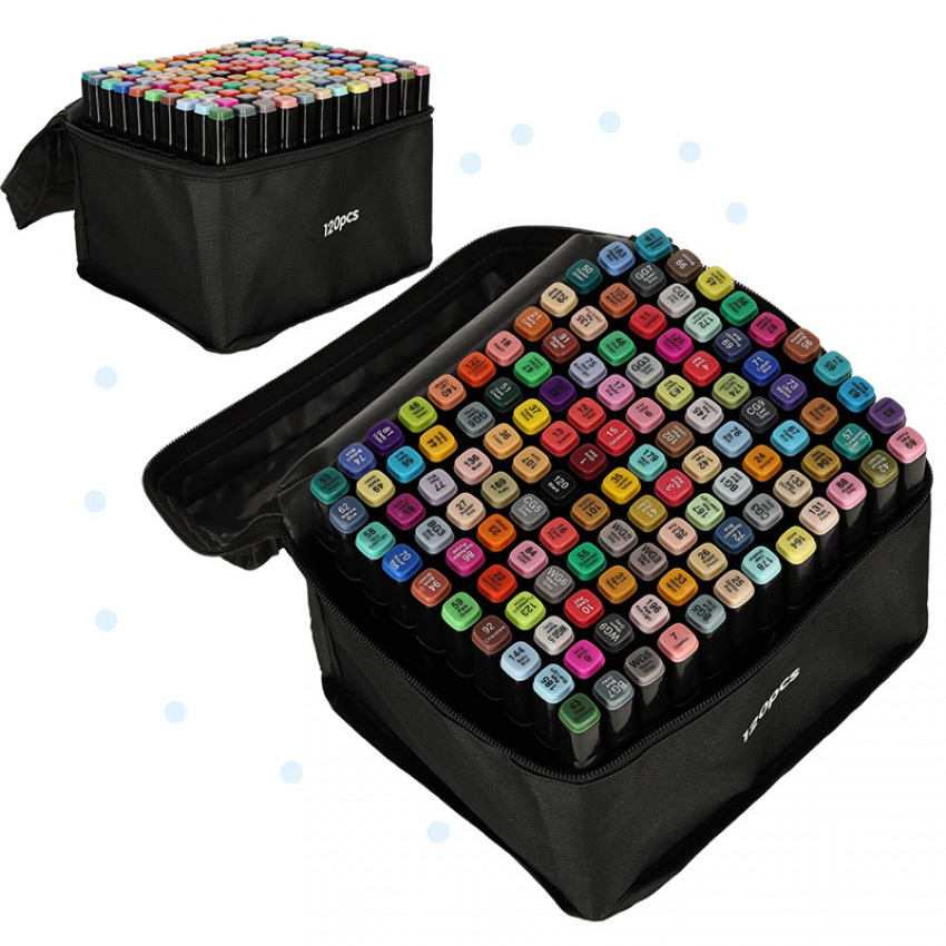 Obojstrané liehové popisovače v kufríku 120 ks + stojan