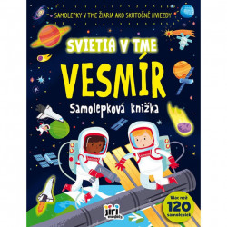 Samolepková knižka, 48 strán plných aktivít a viac ako 120 svietiacich samolepiek Vesmír