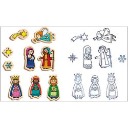 Pečiatky drevené  9+1 s voskovkou Vianočný príbeh