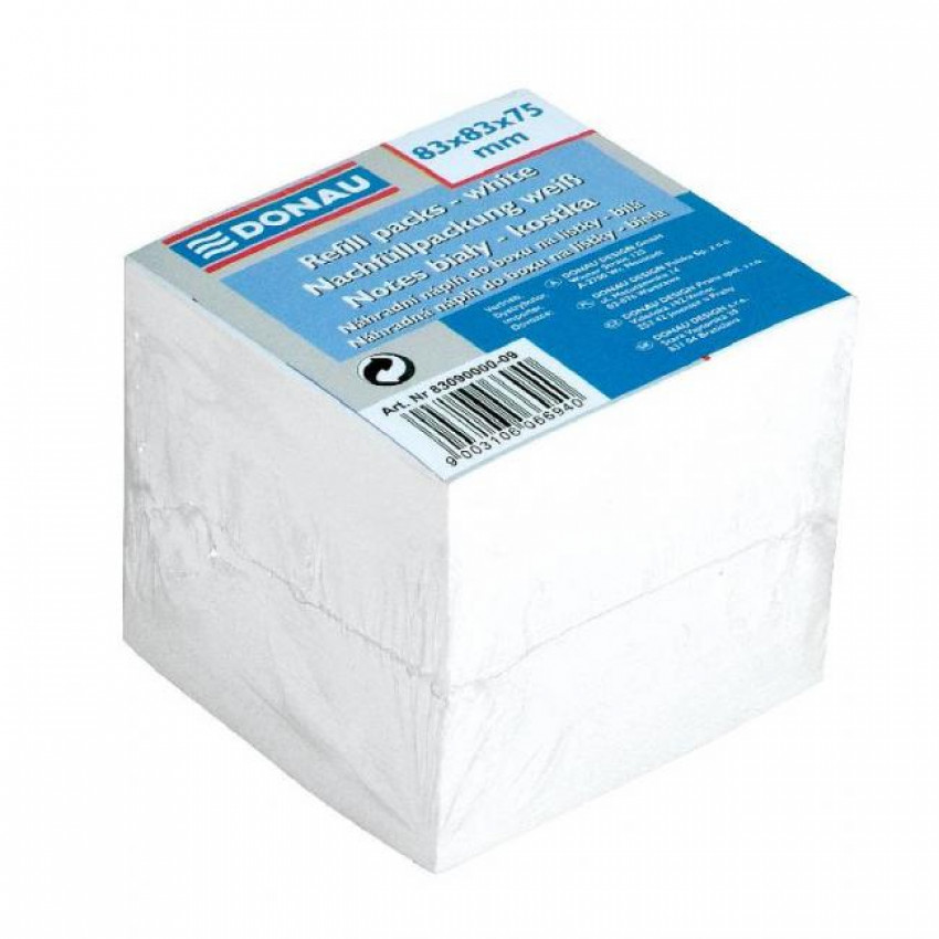 Špalík, Bloček kocka nelepená biela  83 x 83 x 75 mm