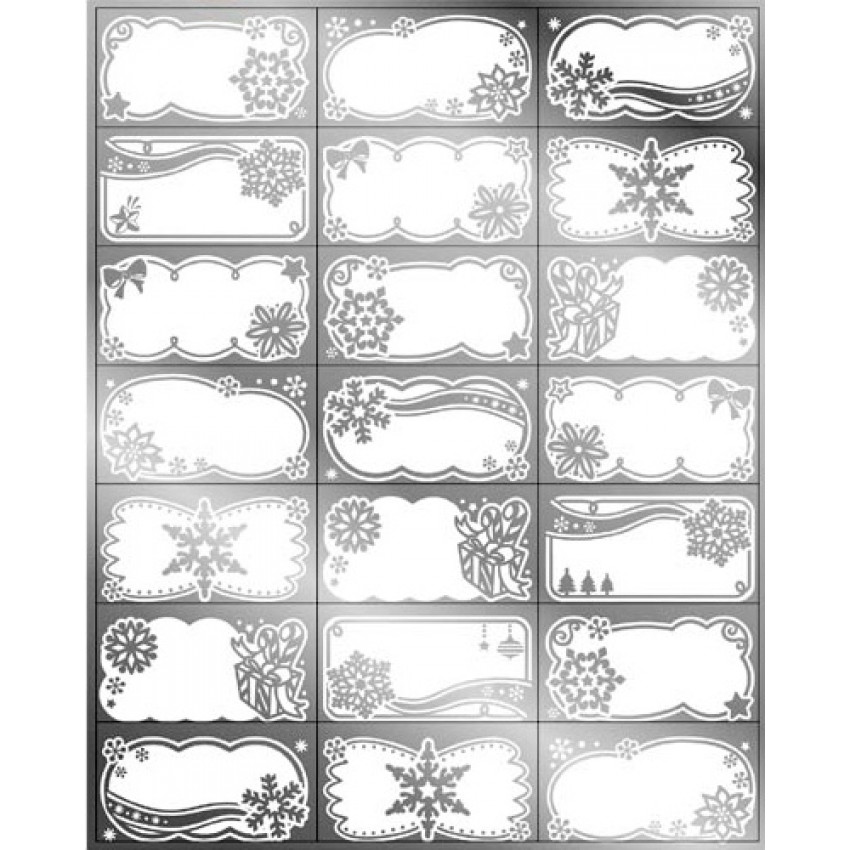 Samolepky na darčeky vianočné strieborné 20 x 30cm 21ks