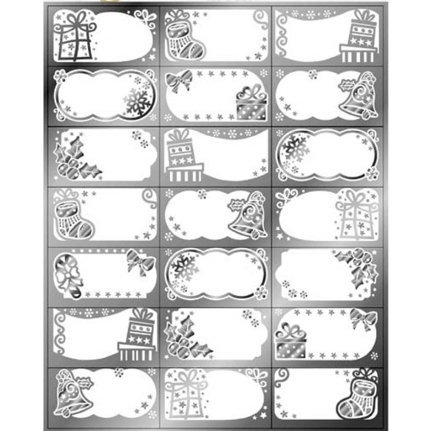 Samolepky na darčeky vianočné strieborné 20 x 30cm 21ks